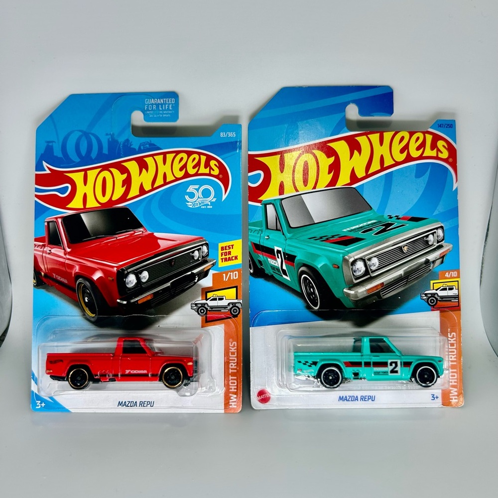 Hot Wheels Mazda Lot of 2x - Mazda Repu Red & Teal Blue NEW 2018 HW Hot Trucks